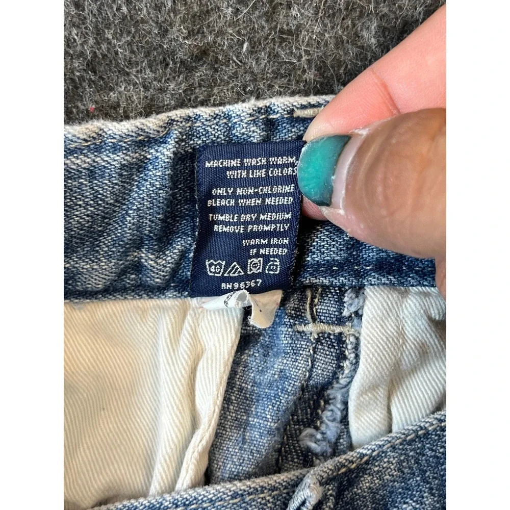Vintage 90s OshKosh Bgosh Kids Cargo Jeans Blue Denim Wide Leg Faded Size 7X